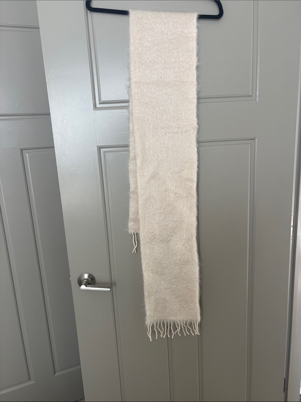 Loewe Cream Fuzzy Fringe Scarf